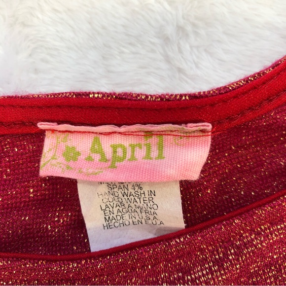 ✨Vintage✨ April, Puff Shoulder Sparkly Long Sleeve, Size S - Picture 10 of 13